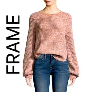 FRAME. EUC. Gorgeous Long sleeve Marled Crew Neck Sweater. Mauvy Pink/Cream.M